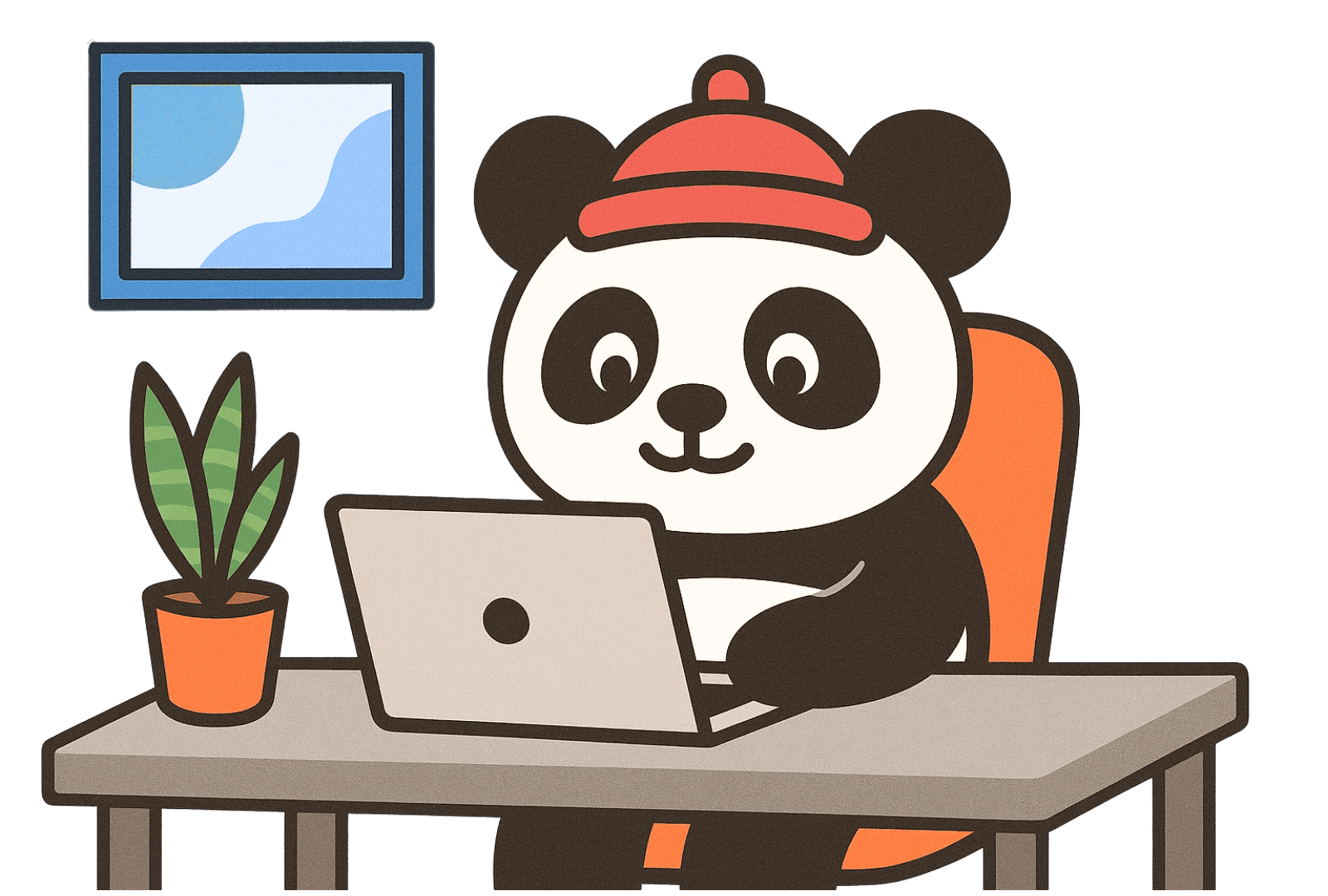 Bobo panda working on Chinese learning exercises